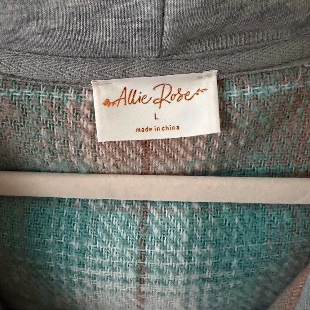 Allie Rose Hooded Plaid Shacket - Size L